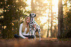 woman and Dalmatian