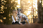 woman and Dalmatian