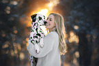 woman and Dalmatian