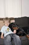 boy with Doberman Pinscher