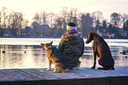 woman with 2 Dogs