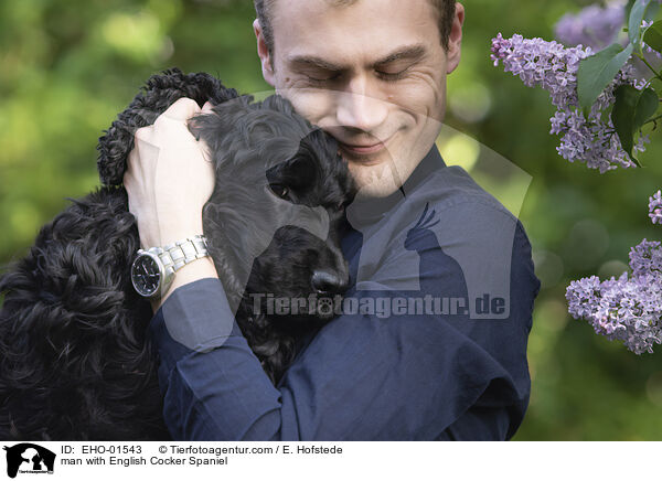 Mann mit English Cocker Spaniel / man with English Cocker Spaniel / EHO-01543