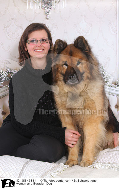 woman and Eurasian Dog / SS-43811