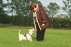 woman and Fox Terrier