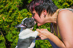 woman and French Bulldog Puppy