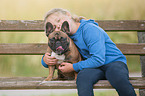 girl and French Bulldog