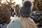 woman with French Bulldog