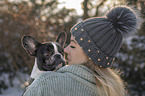 woman with French Bulldog