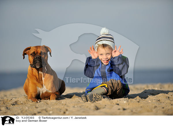 Kind und Deutscher Boxer / boy and German Boxer / YJ-05393