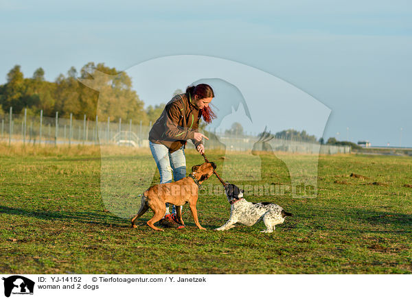 Frau und 2 Hunde / woman and 2 dogs / YJ-14152