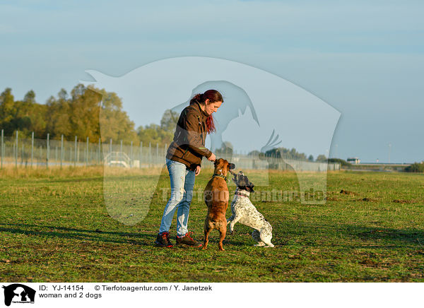 Frau und 2 Hunde / woman and 2 dogs / YJ-14154