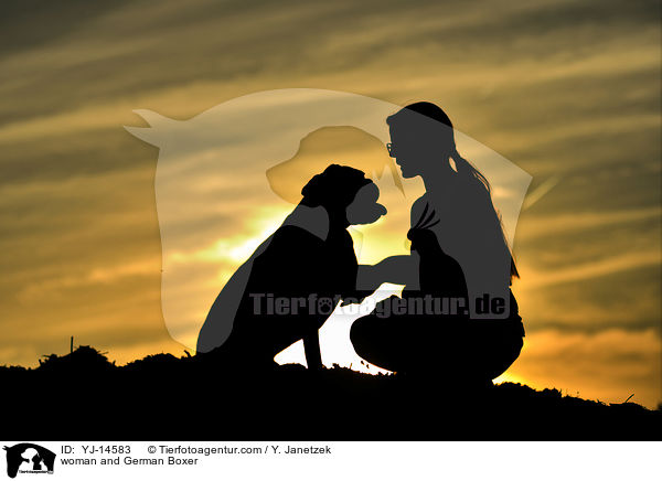 Frau und Deutscher Boxer / woman and German Boxer / YJ-14583