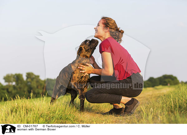 Frau mit Deutscher Boxer / woman with German Boxer / CM-01767