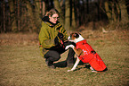 woman and German Boxer