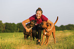 woman with German Boxer