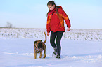 girl and German Boxer