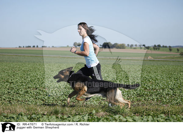 Joggerin mit Deutschem Schferhund / jogger with German Shepherd / RR-47671