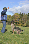 playing German Shepherd