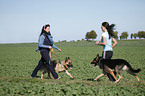 women with German Shepherd