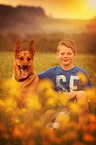 boy and German Shepherd