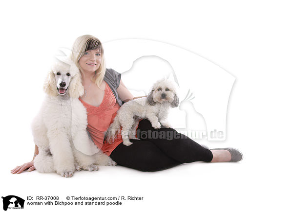 Frau mit Bichpoo und Gropudel / woman with Bichpoo and standard poodle / RR-37008