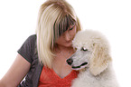 woman with standard poodle