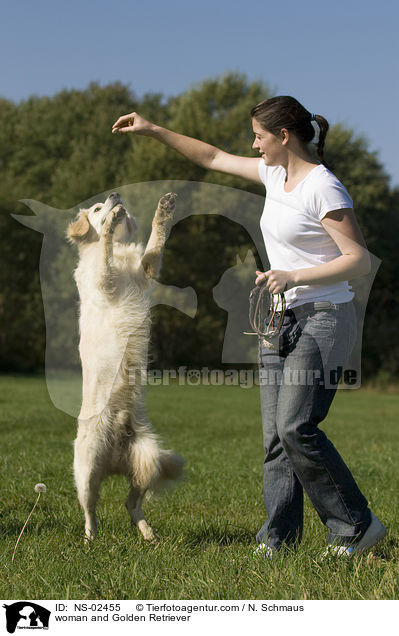 Frau und Golden Retriever / woman and Golden Retriever / NS-02455