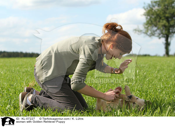 Frau mit Golden Retriever Welpe / woman with Golden Retriever Puppy / KL-07227