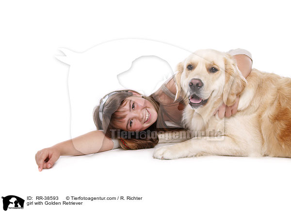 Mdchen mit Golden Retriever / girl with Golden Retriever / RR-38593