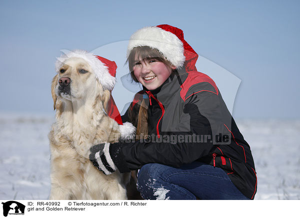 Mdchen und Golden Retriever / girl and Golden Retriever / RR-40992