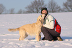 woman and Golden Retriever