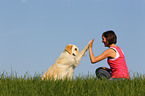 woman and Golden Retriever