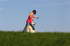 woman and Golden Retriever