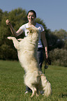 woman and Golden Retriever