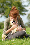 woman with Golden Retriever Puppy