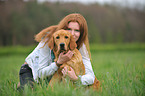 woman and Golden Retriever