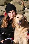 woman and Golden Retriever