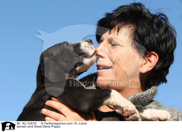 Frau und Deutsche Dogge Welpe / woman and Great Dane Puppy / KL-12410