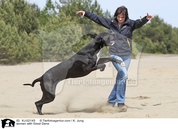 Frau mit Deutsche Dogge / woman with Great Dane / KJ-02145