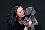 woman and Great Dane Puppy