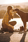 woman with Great swiss mountain dog