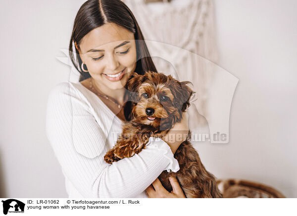 junge Frau mit jungem Havaneser / young woman with young havanese / LR-01062