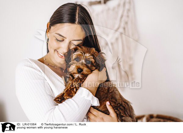 junge Frau mit jungem Havaneser / young woman with young havanese / LR-01064