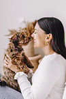 young woman with young havanese