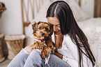 young woman with young havanese