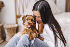 young woman with young havanese