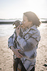 woman and Italian Greyhound