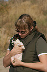 woman with Jack Russell Terrier Puppy