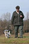 woman with injured Jack Russell Terrier