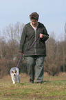 woman with injured Jack Russell Terrier